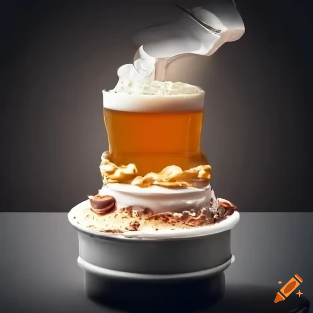 Beer keg smashing onto a cake on Craiyon