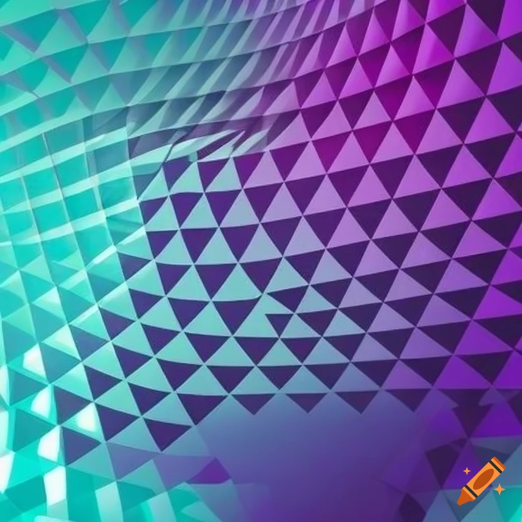 Geometric pattern in white, teal, and purple colors