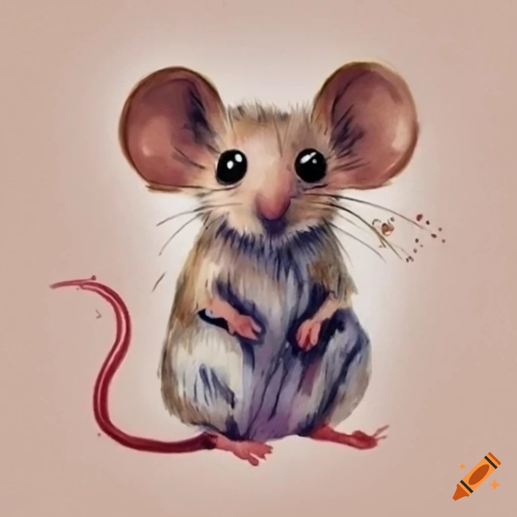 Adorable baby mouse with tan fur and big eyes