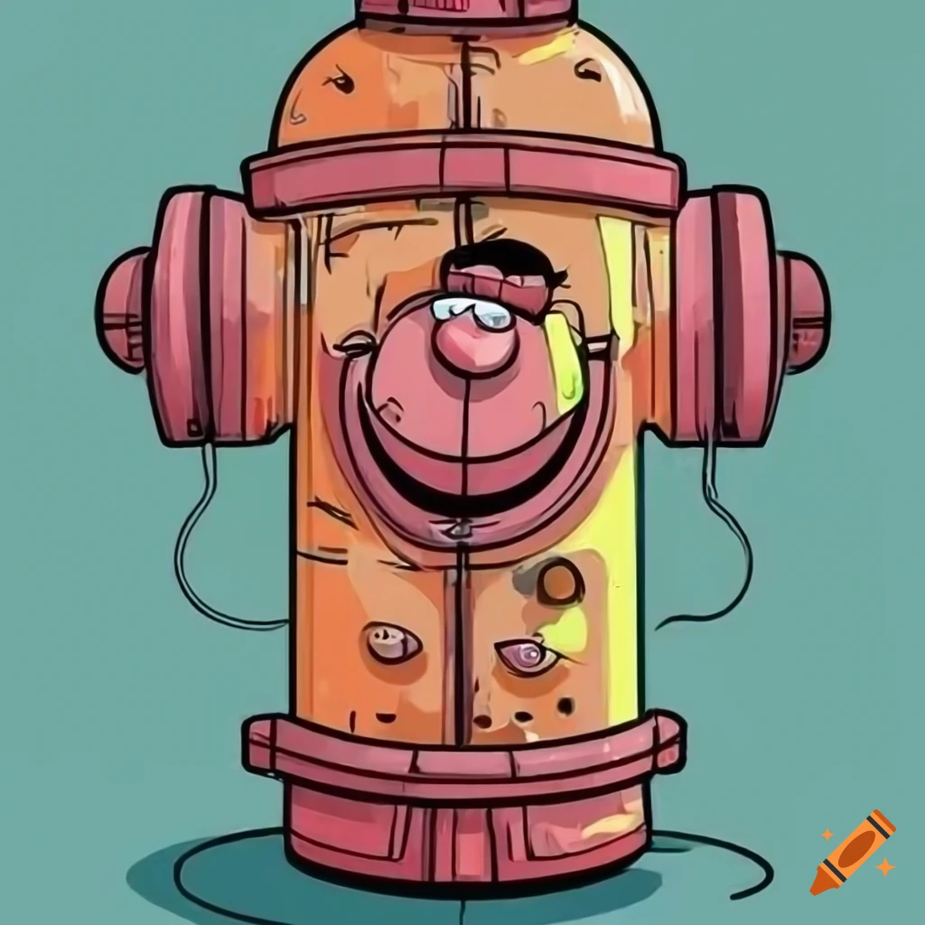 Colorful cartoon illustration of an American fire hydrant with a face ...