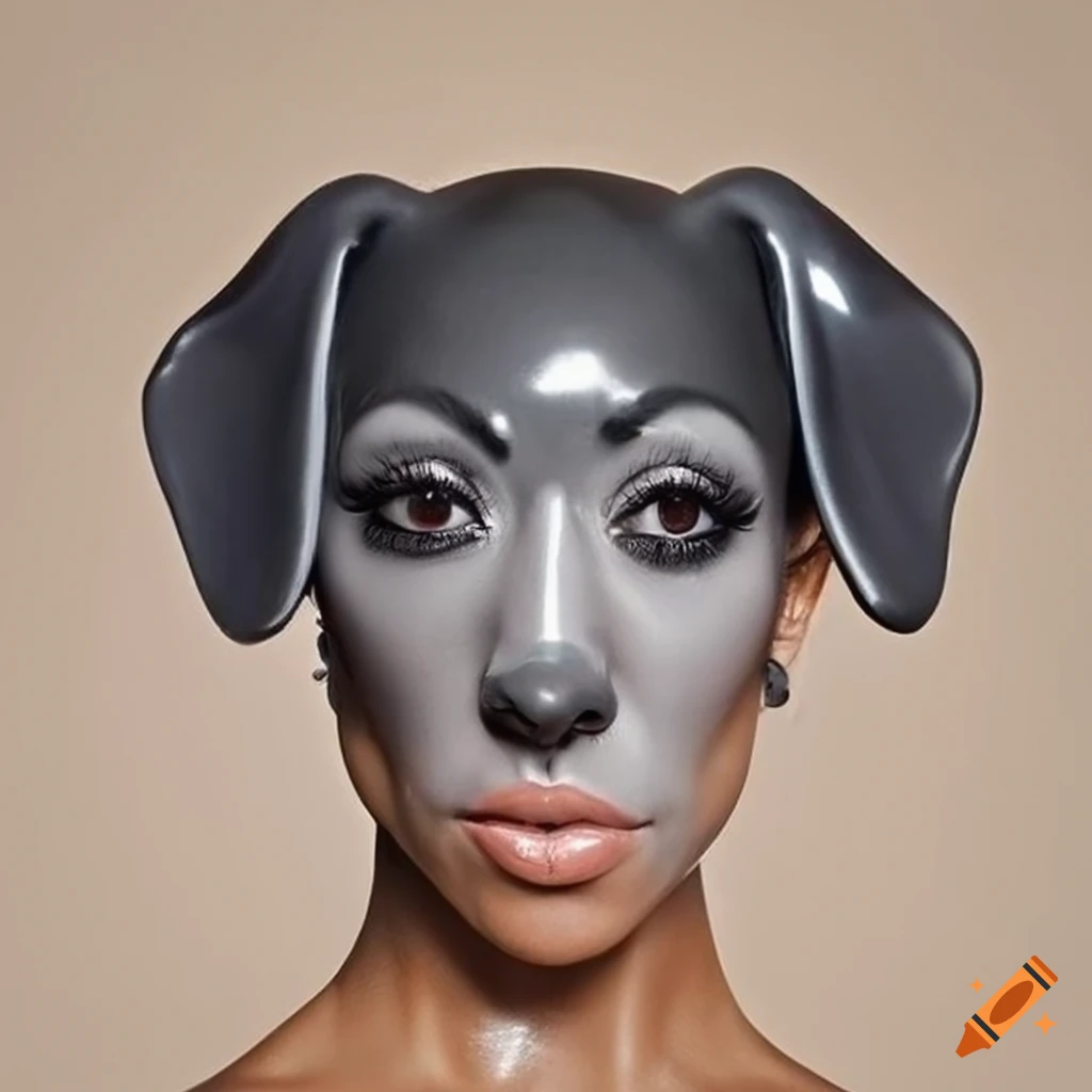 Grey Latex Dachshund Head With Kourtney Kardashian Face On Craiyon