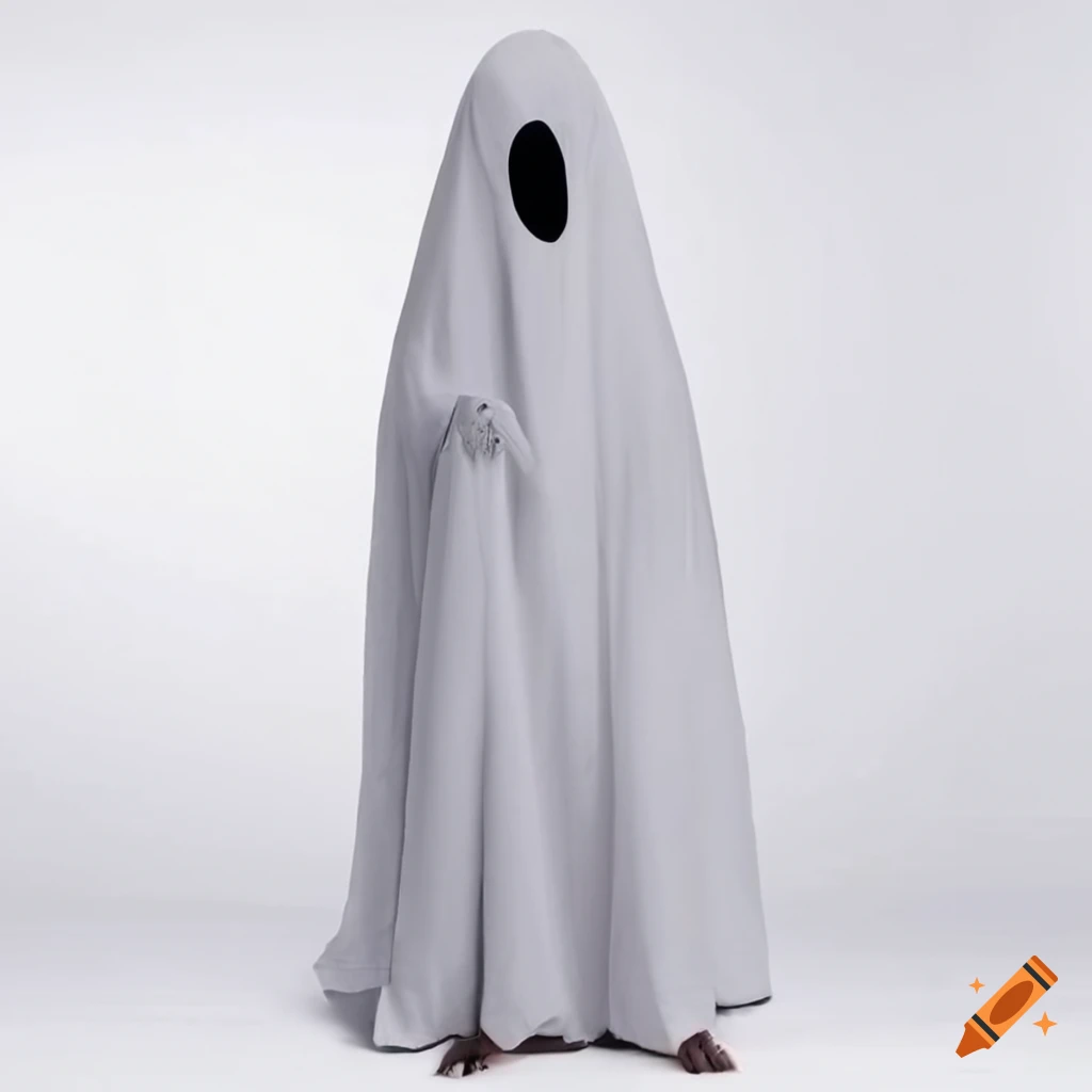 Weasel in ghost halloween costume with cut eyeholes on Craiyon