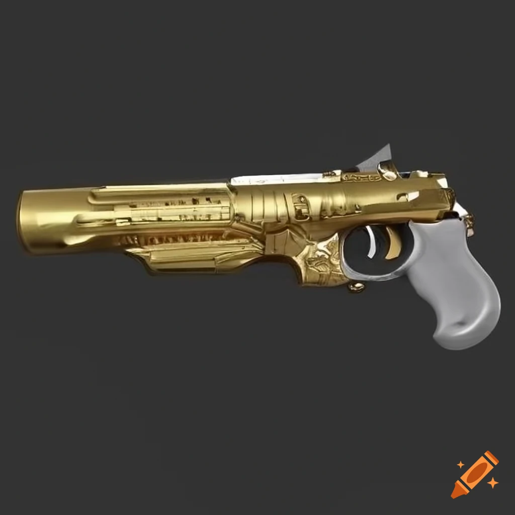 Intricate 3d model of star wars se-44c blaster pistol with pearl grips and  gold accents on Craiyon