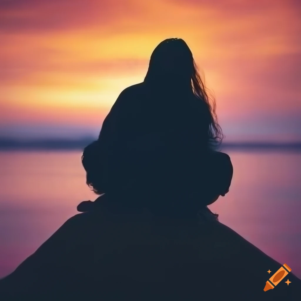 Elderly man in traditional clothing sitting against a vibrant sunset