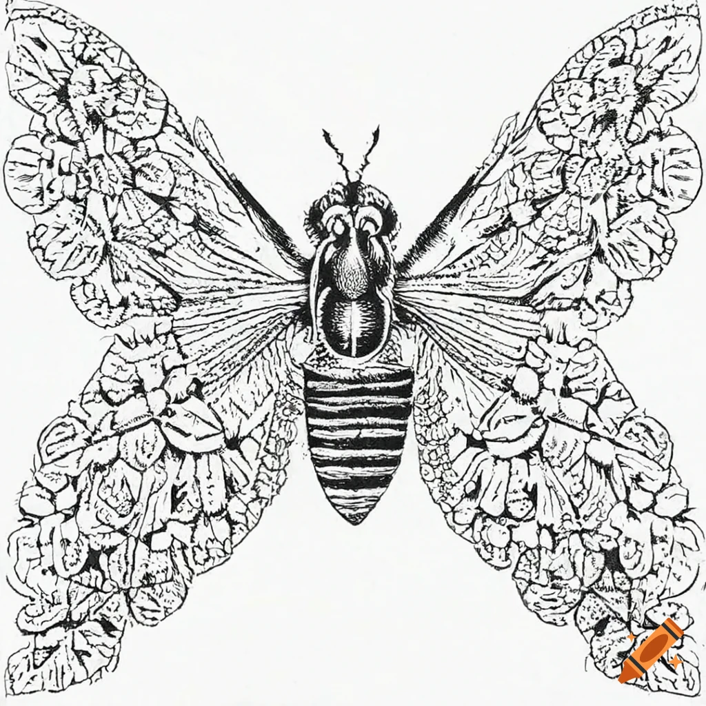 Pencil illustration capturing a bee's flight pattern