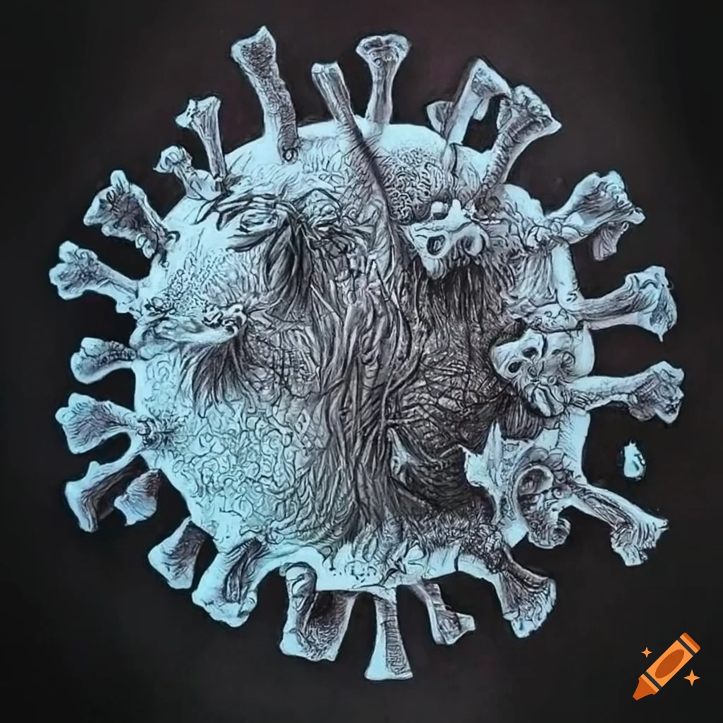Artistic representation of novel coronavirus in pencil art with detailed shading
