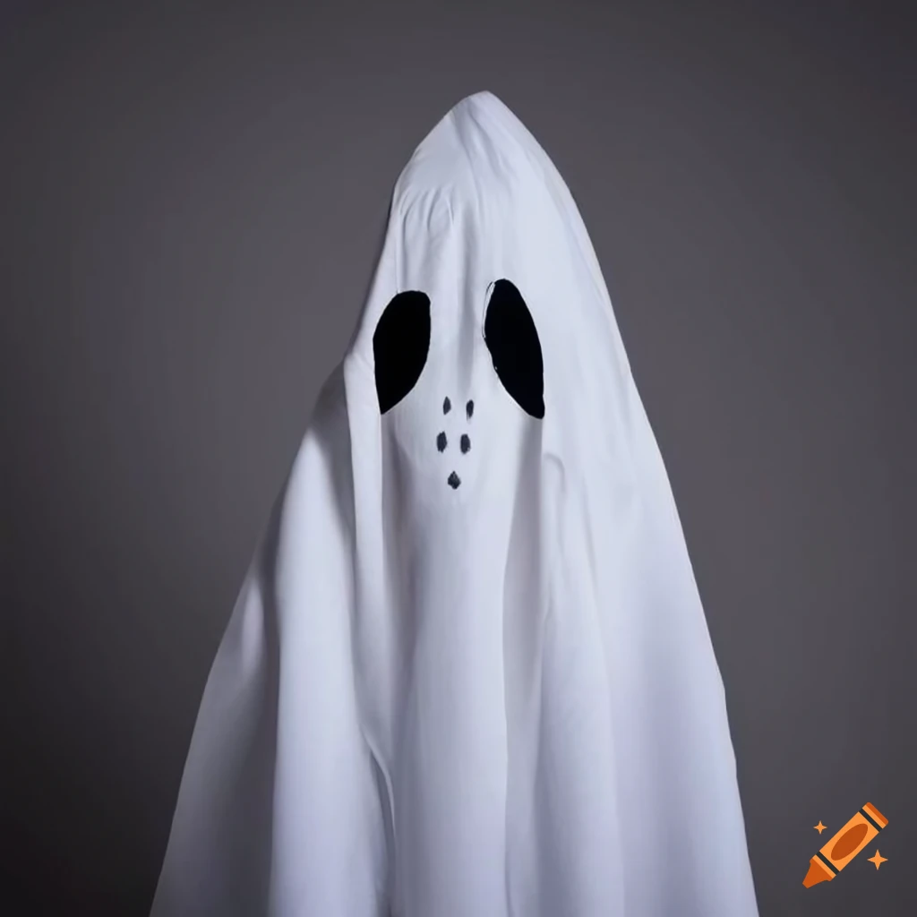 Jaguar in white ghost halloween costume with cut eyeholes on Craiyon