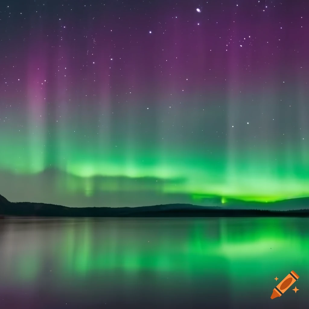 Northern lights above a lake