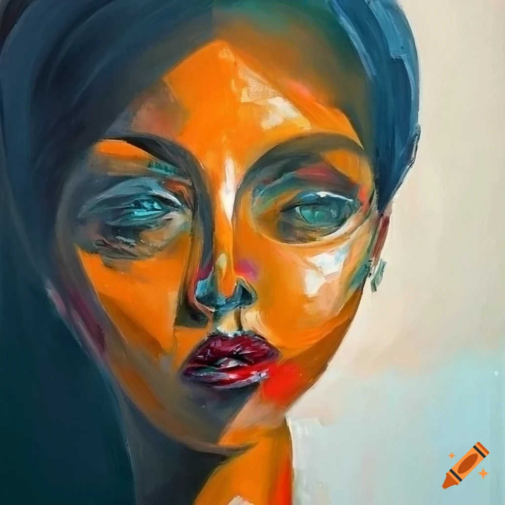 Abstract cubist smooth portrait of a woman in oil painting on Craiyon