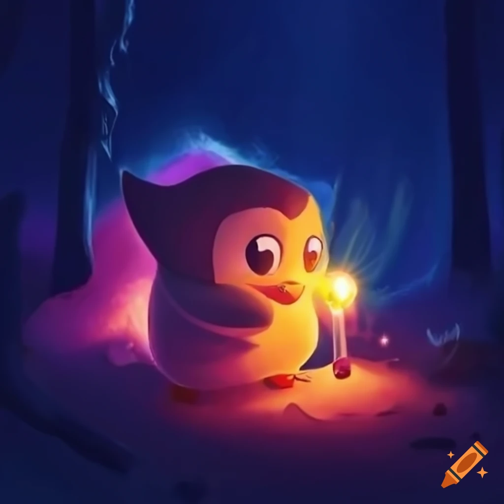 Duolingo outside a house at night on Craiyon