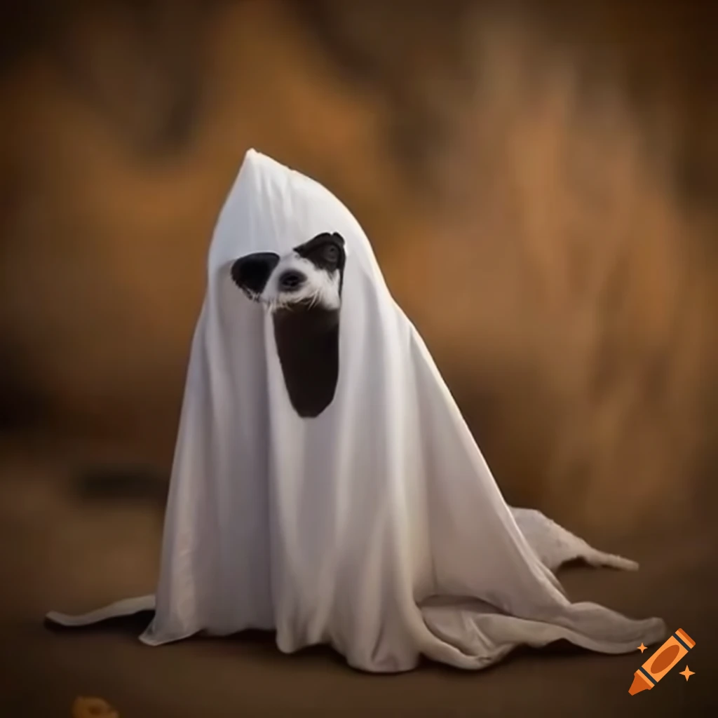 Meerkat in halloween ghost costume with eyeholes on Craiyon