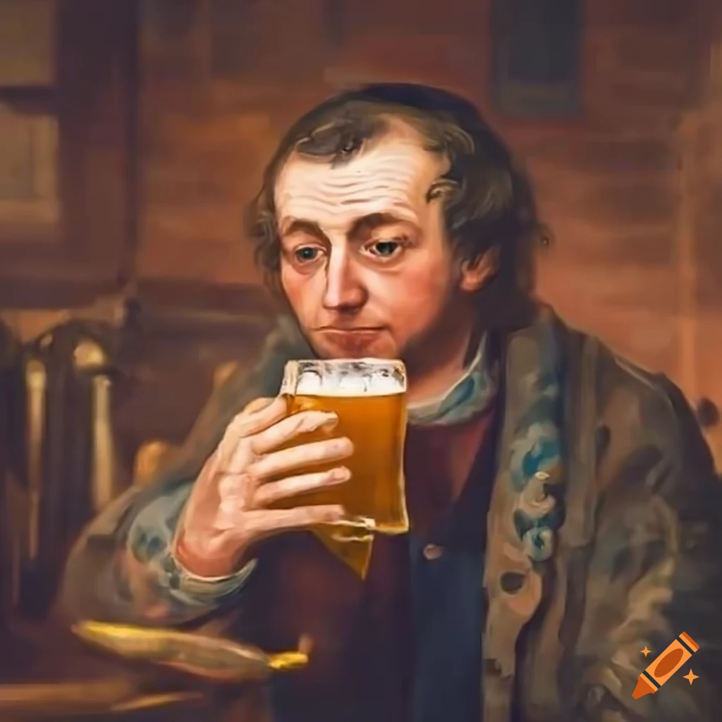 Man enjoying a pint in an English pub