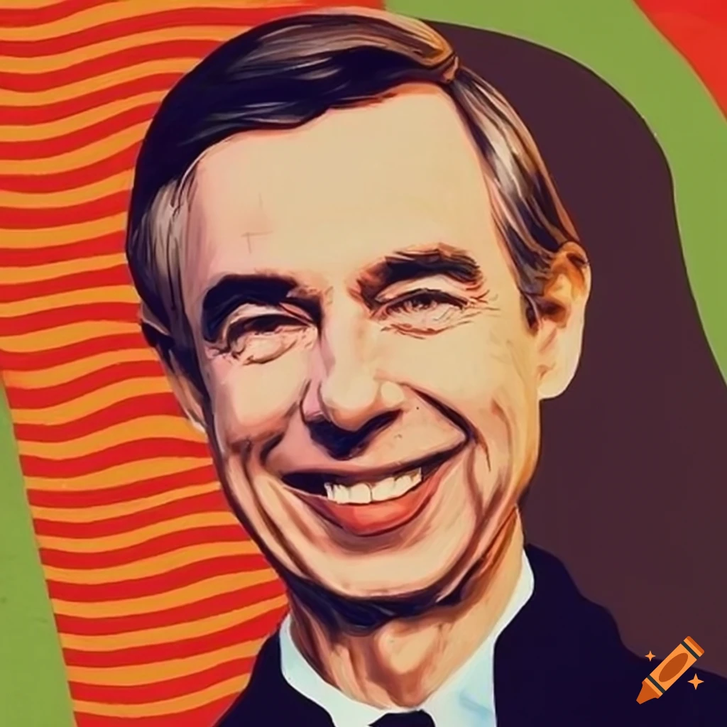Pop art portrait of fred rogers on Craiyon