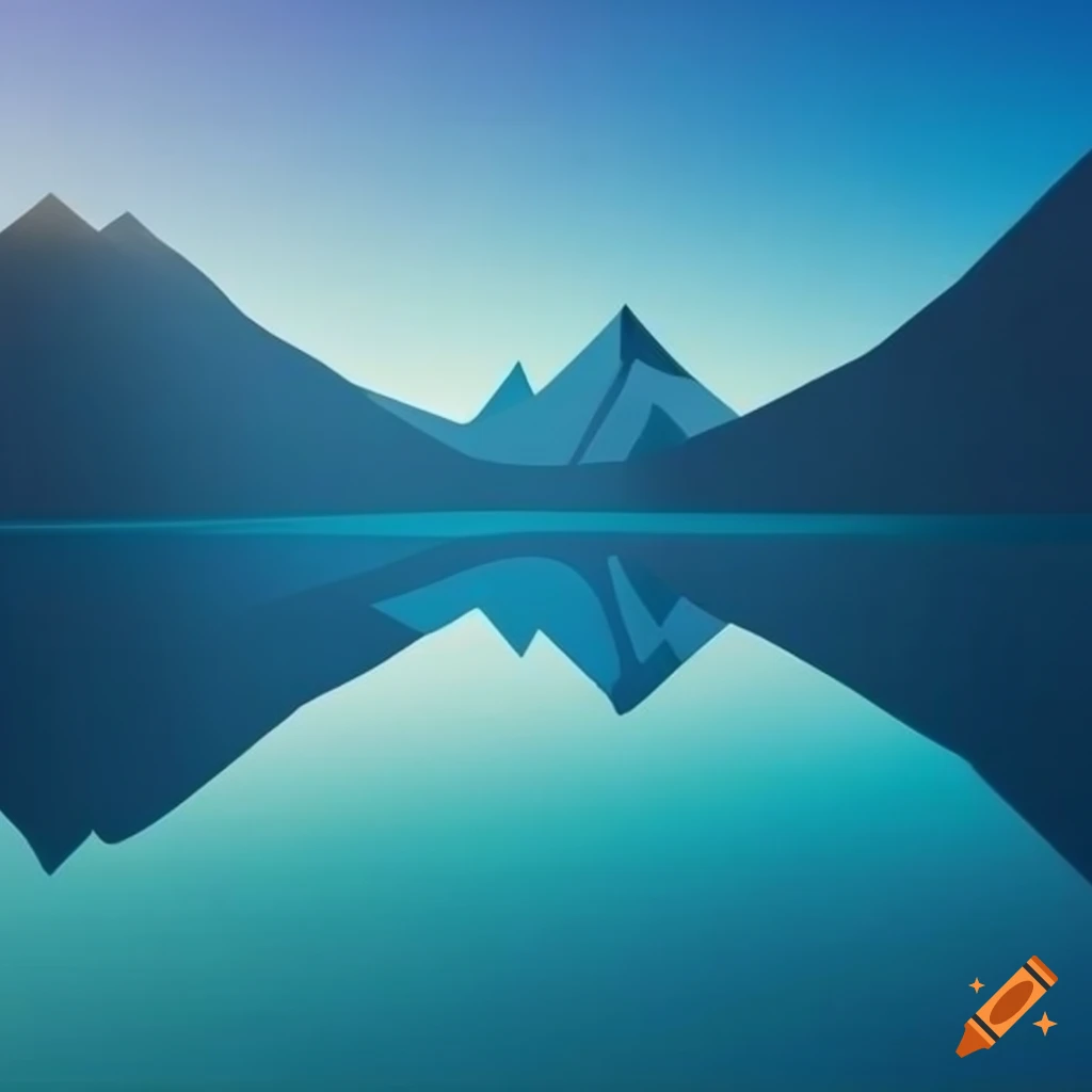 Geometric view of mountains and lake on Craiyon
