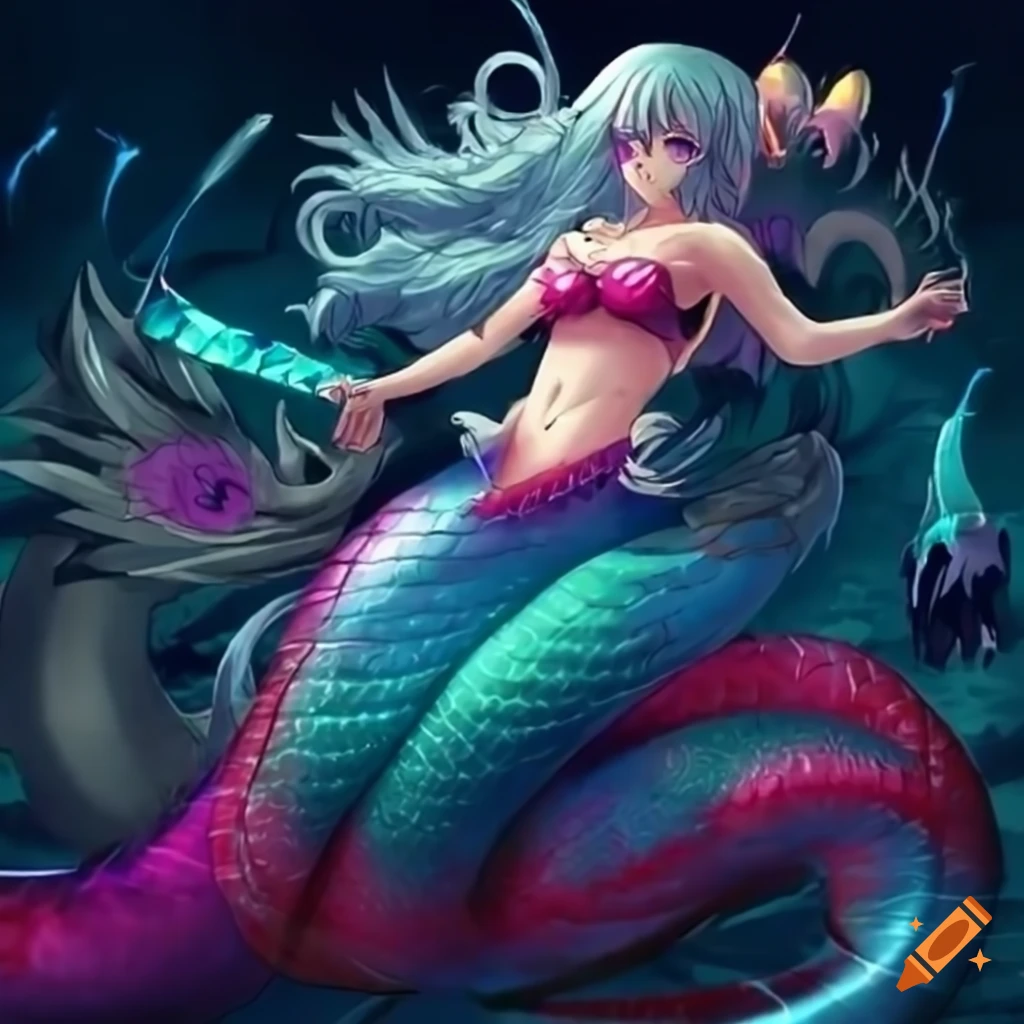 Anime goddess mermaid, detailed, perfect anatomy, pretty face, jewels on  Craiyon