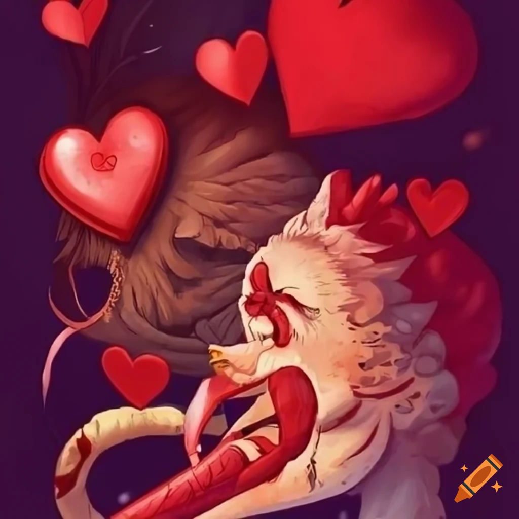 Valentines graphic novel illustration with viper and chicken