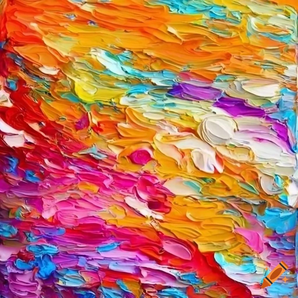 Bright abstract natural art in impasto style on Craiyon