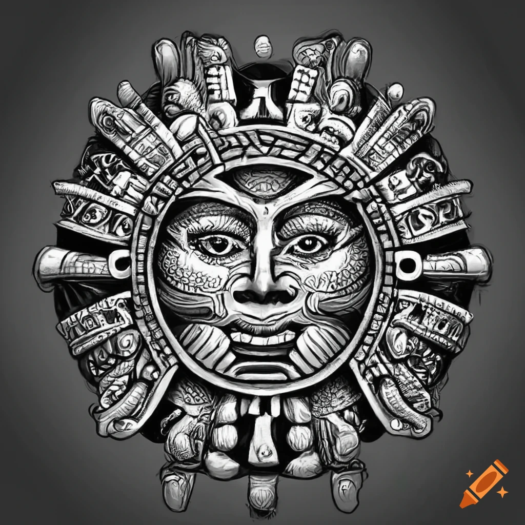Mayan symbols great artwork for tattoos Royalty Free Vector