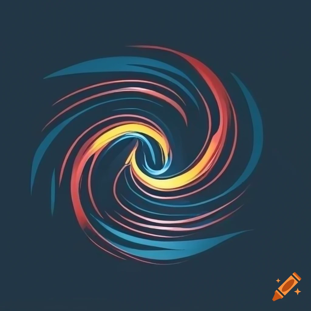 Minimalistic logo of water and fire spiral design on Craiyon