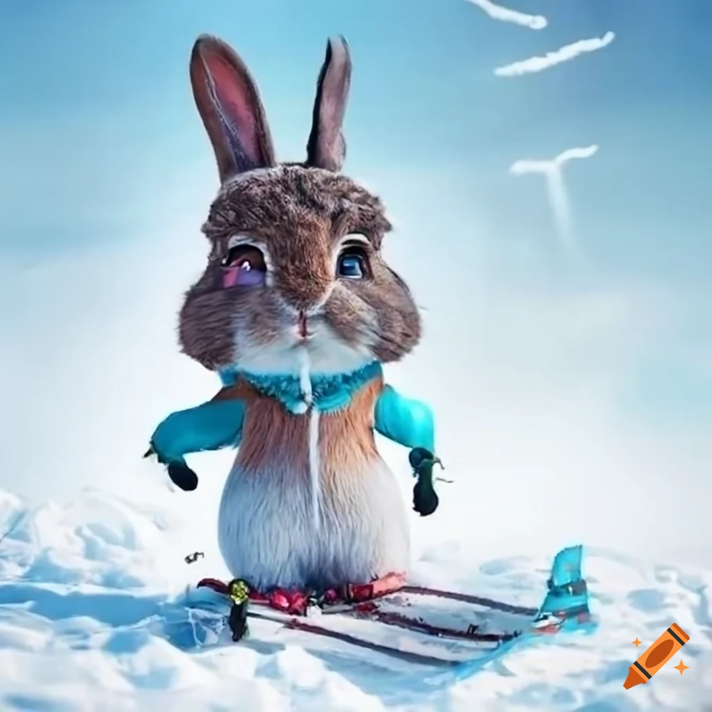 Skiing rabbit on Craiyon