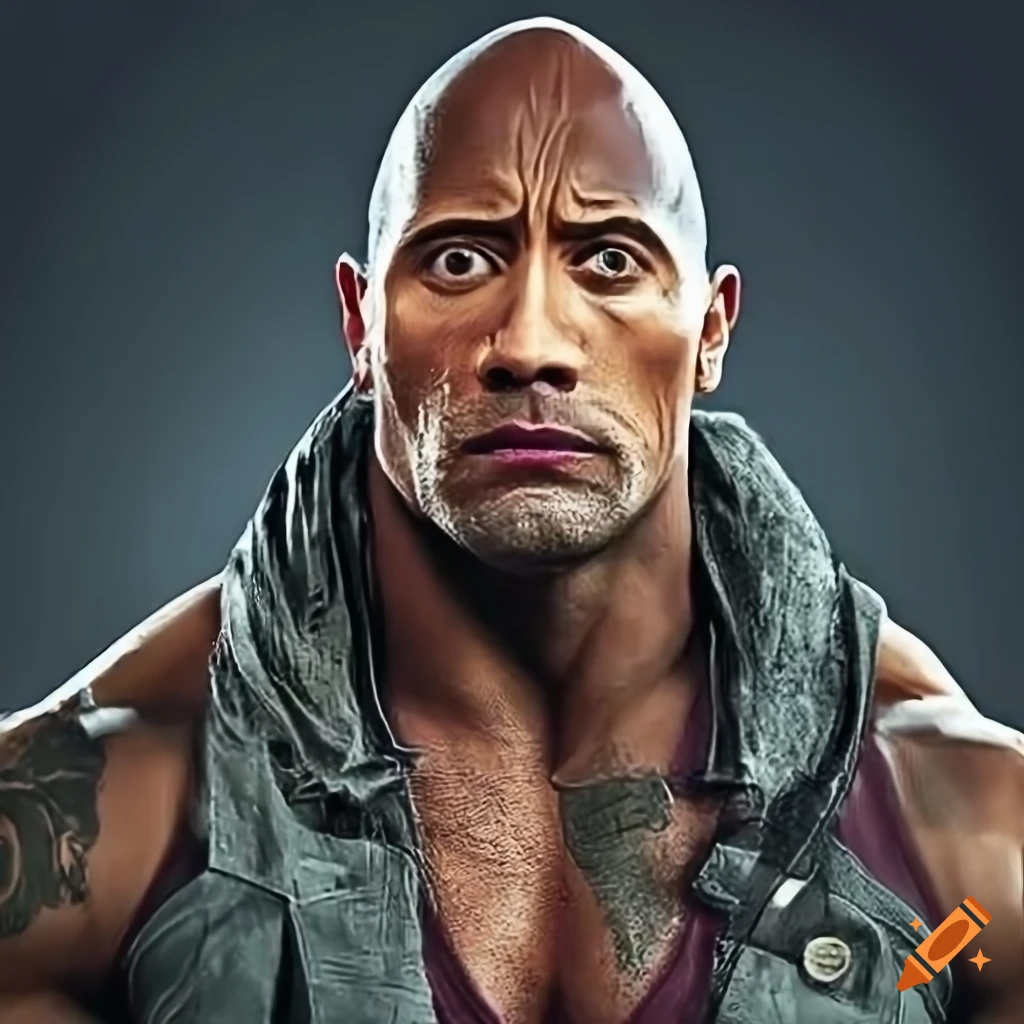 Meme of dwayne johnson with a serious expression against dark