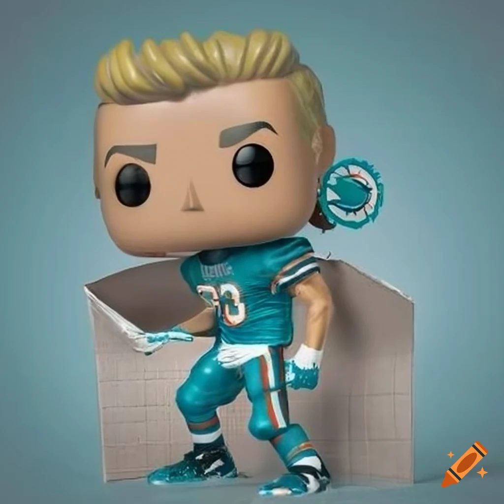 Pop figure in Miami Dolphins jersey on a young man