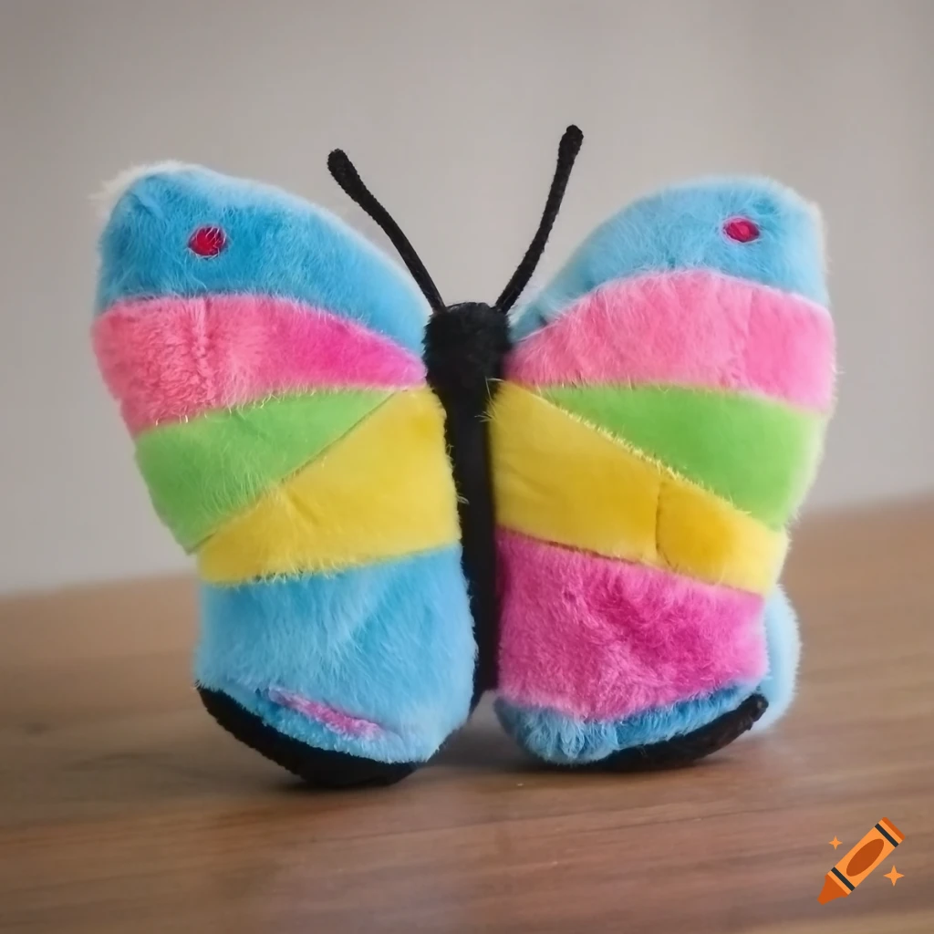 Kawaii stuffed butterfly in a product photo