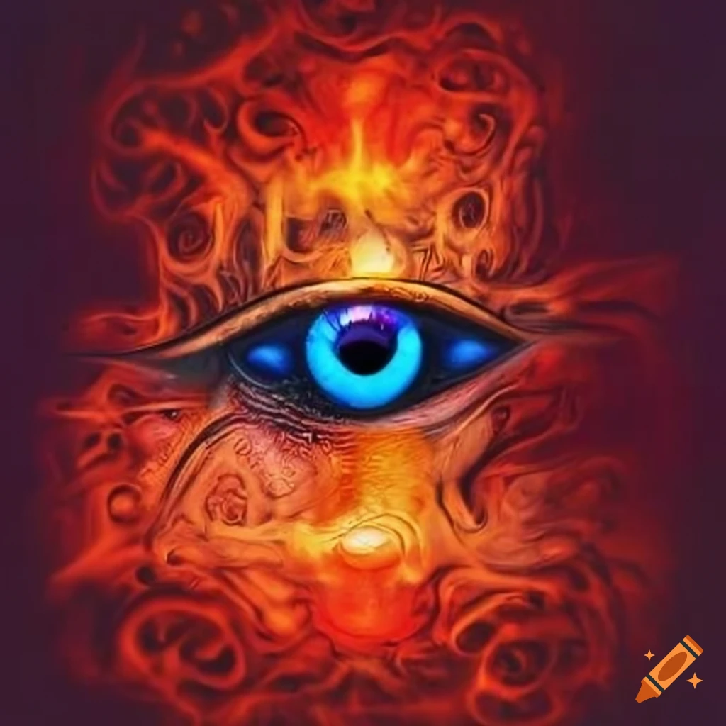 Fiery red and blue Eye of Horus