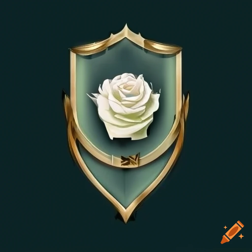 Shield With Roses Symbol Healer family emblem with 3 white roses on a shield on Craiyon