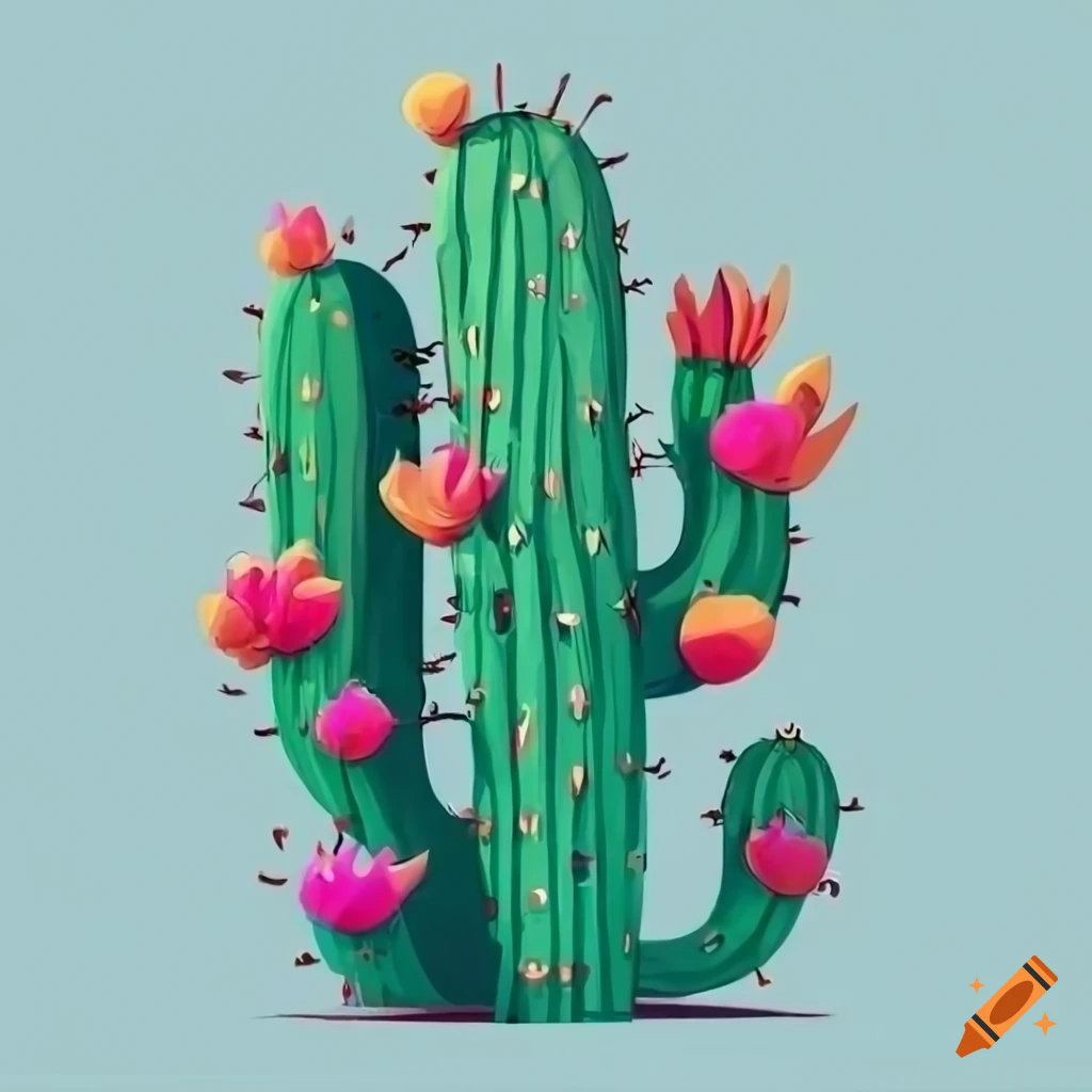 Intricate cactus-inspired creature with oversized eyes on a white backdrop
