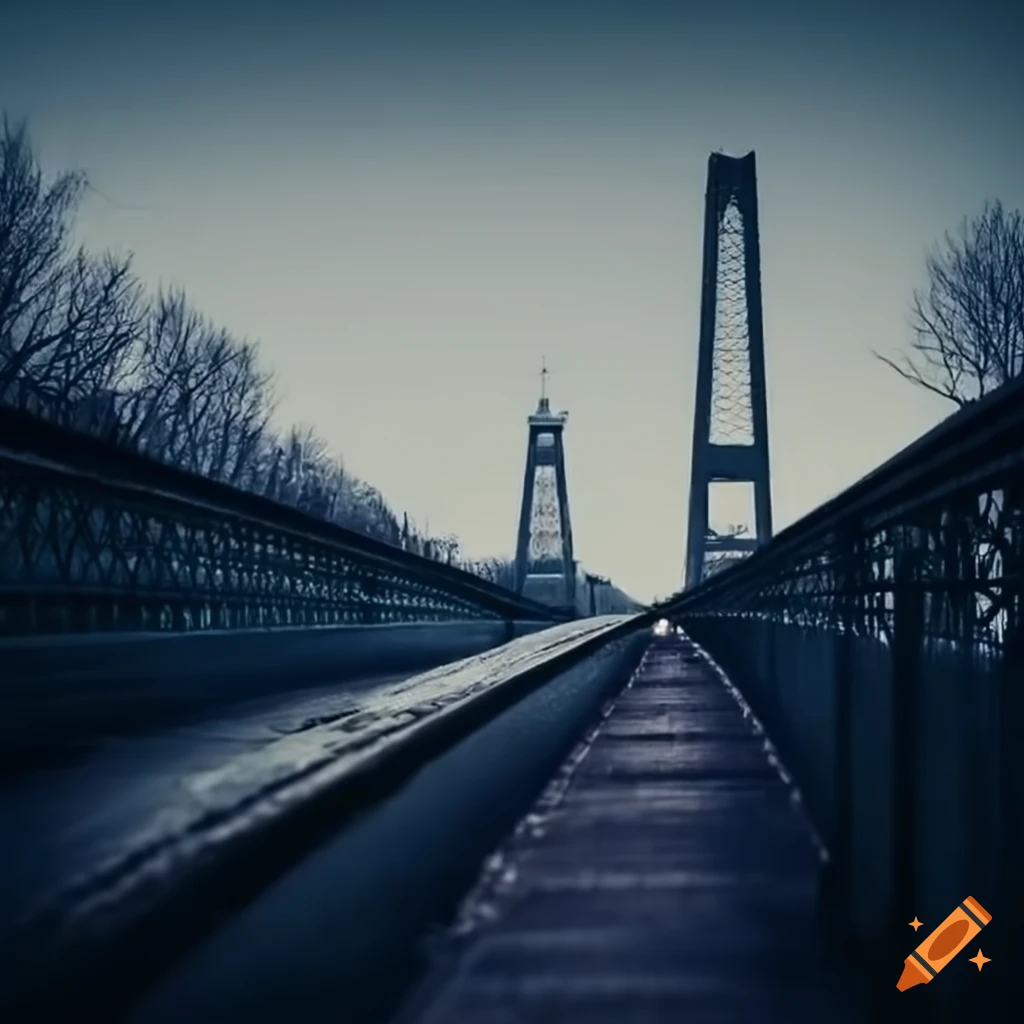 Bike crossing a bridge