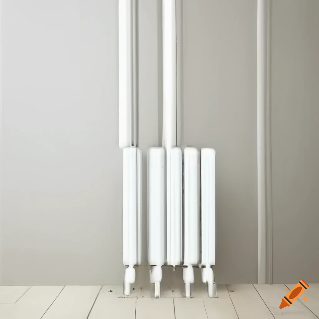 Obsolete furniture and modern white radiator in a public space on Craiyon