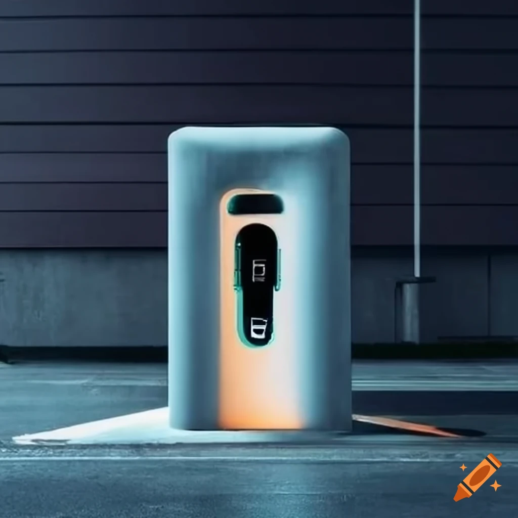 EV charger installed on a concrete bollard in a contemporary parking space