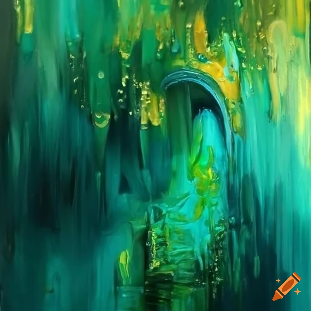 Green gold oil painting by marina cojin art studio on Craiyon