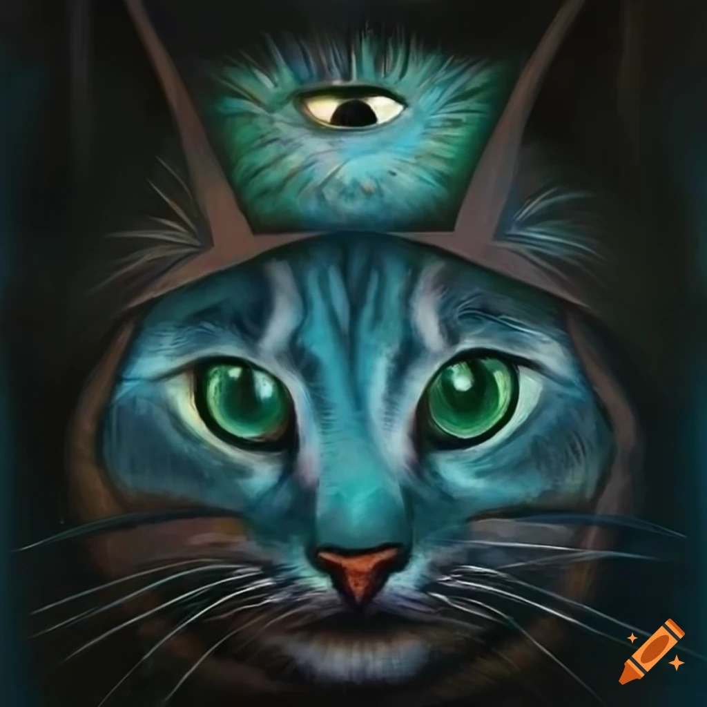 Surreal painting of a cat wearing a thobe on Craiyon