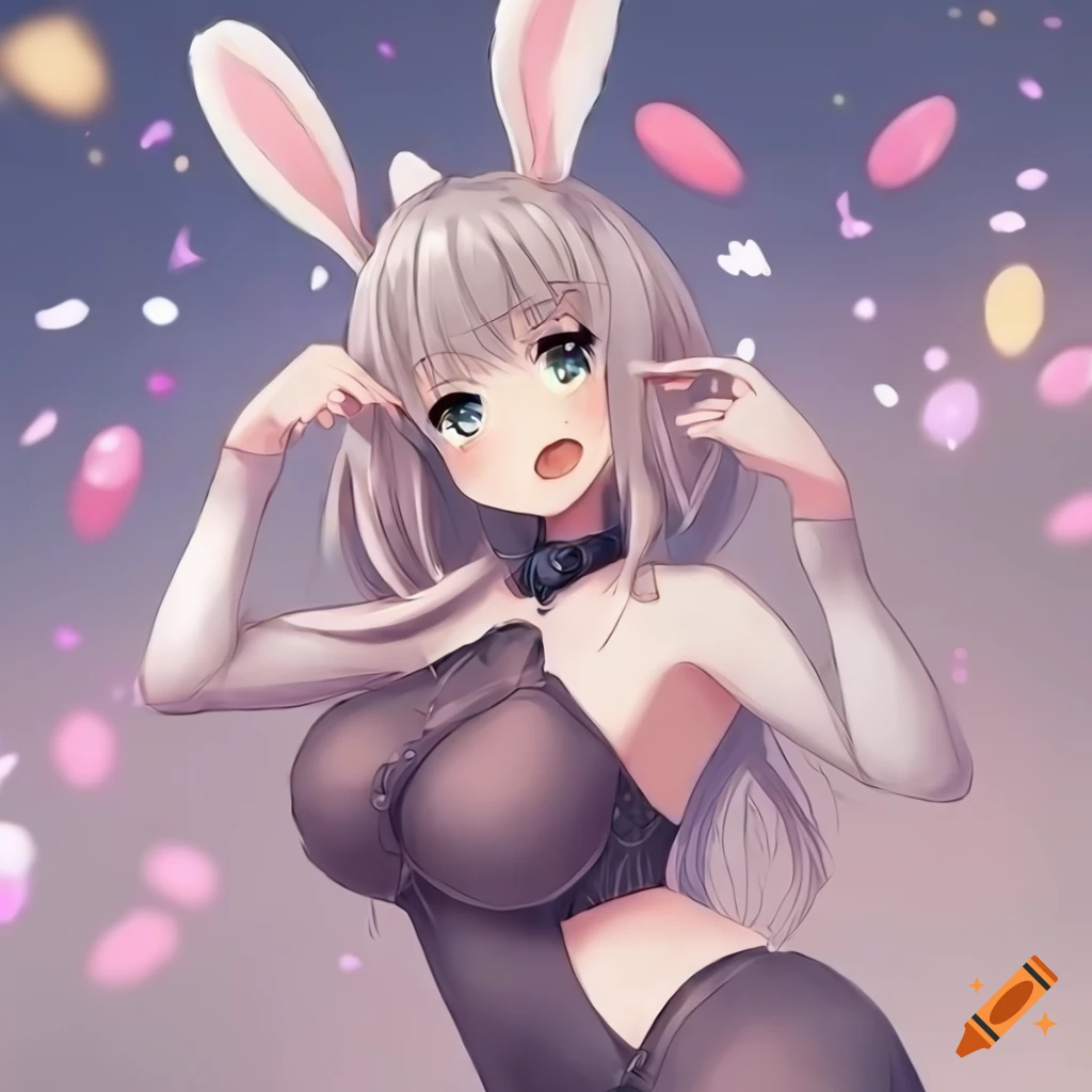 Cute anime girl in easter bunny outfit on Craiyon