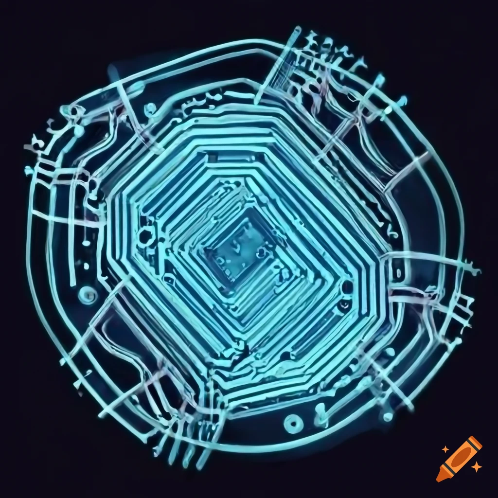 X-ray sticker showing a circuit board with interconnected wires
