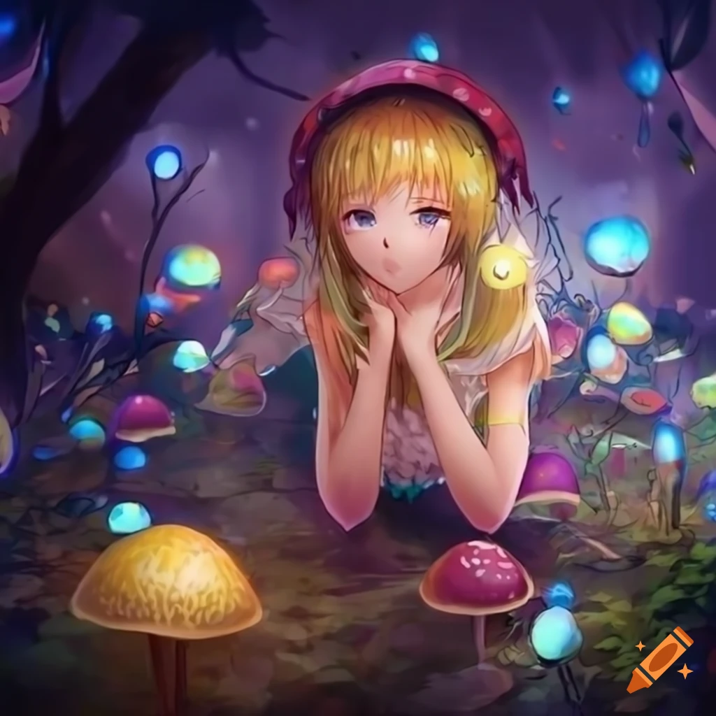 Wallpapers Trippy Mushrooms Forest Hd Anime 1366x768 Desktop Background