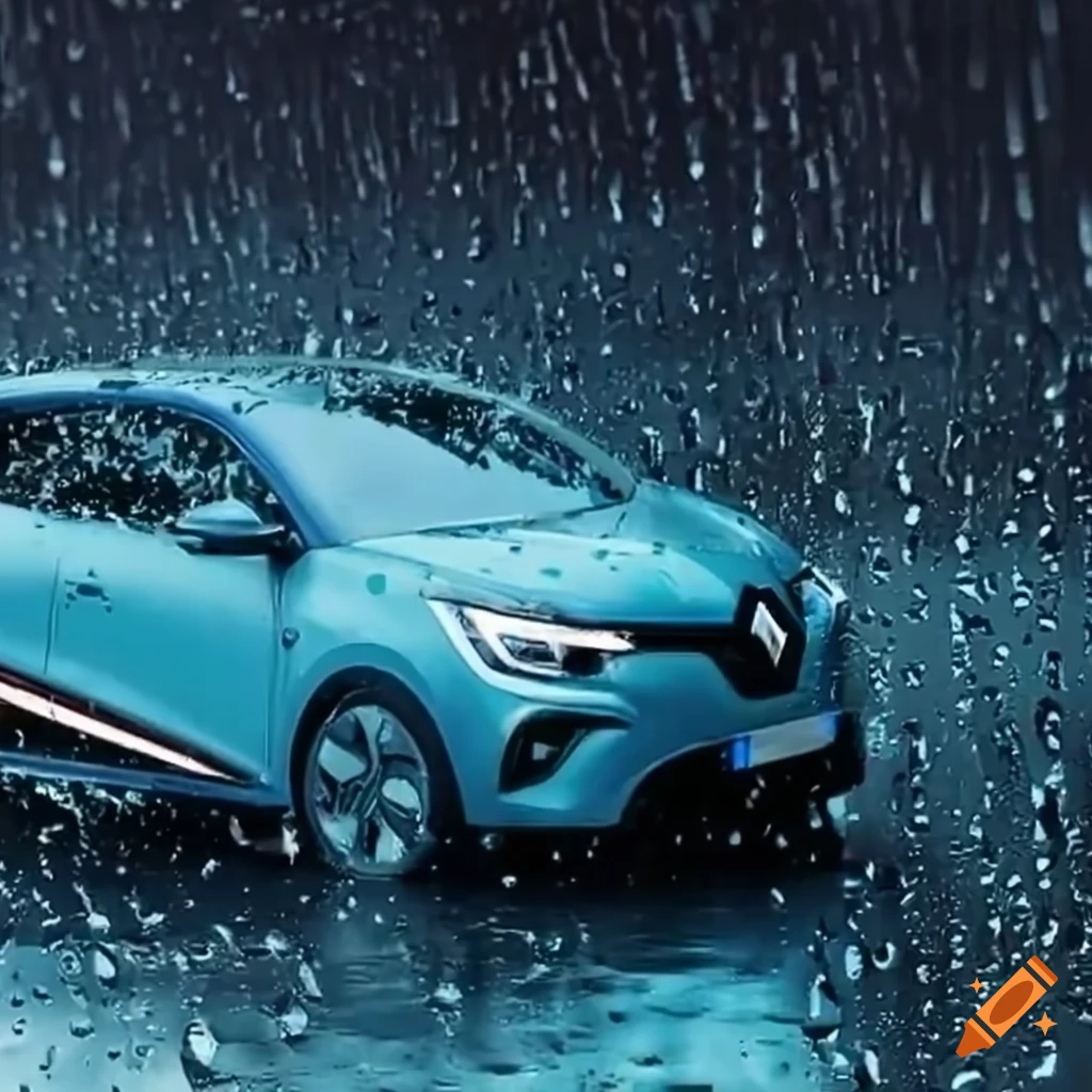 Renault car in the rain
