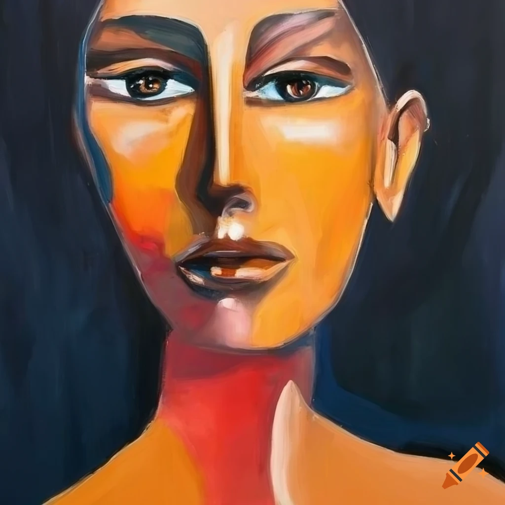 Minimalist abstract portrait of a woman in oil painting style on Craiyon