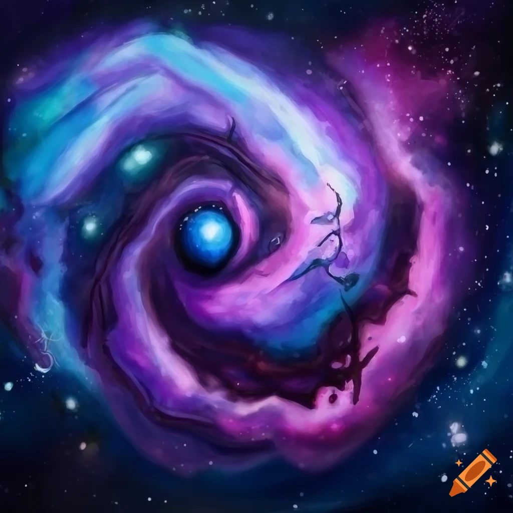 Blue violet galaxy within a rose by various artists highly detailed
