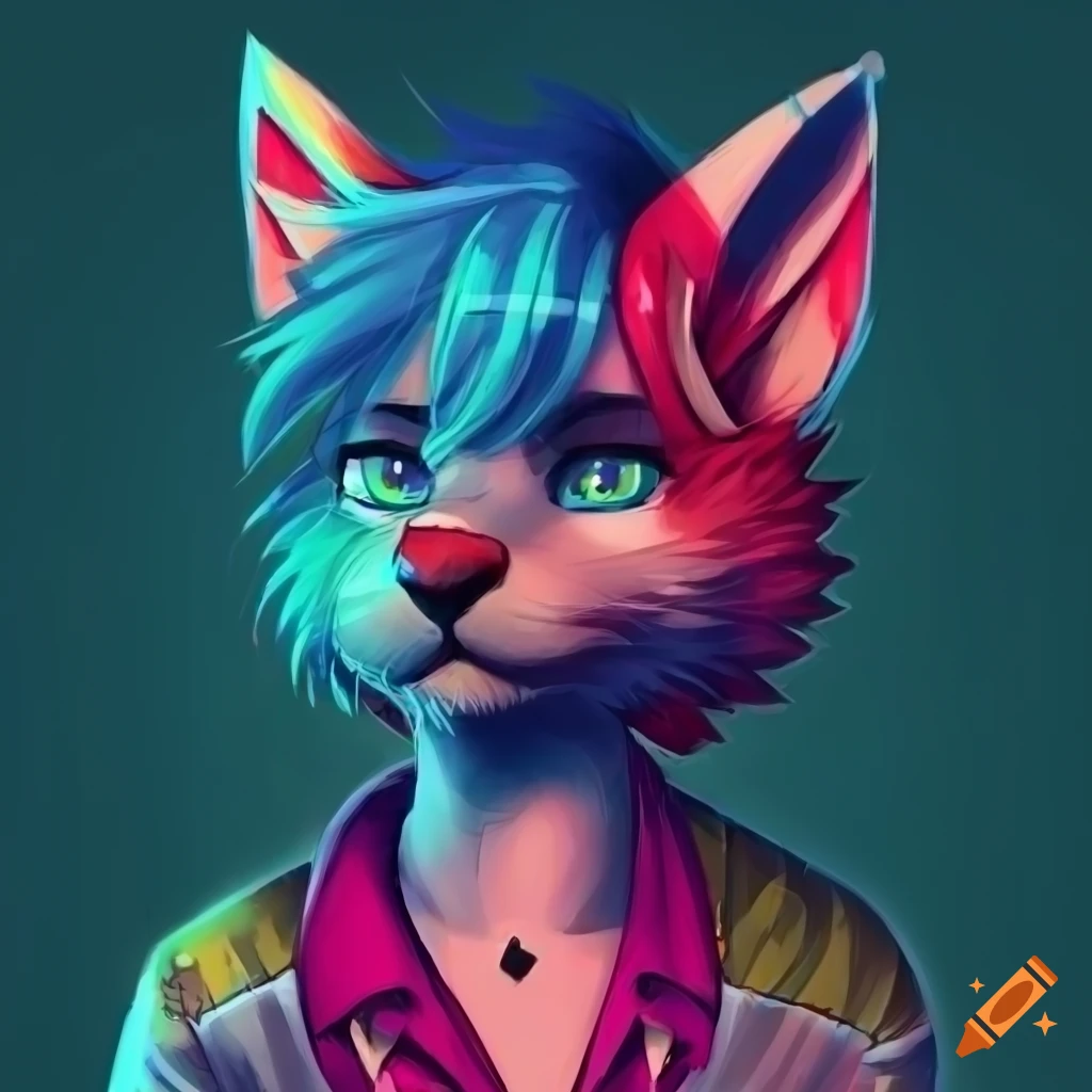 Character with punk/goth style and blue jaguar features