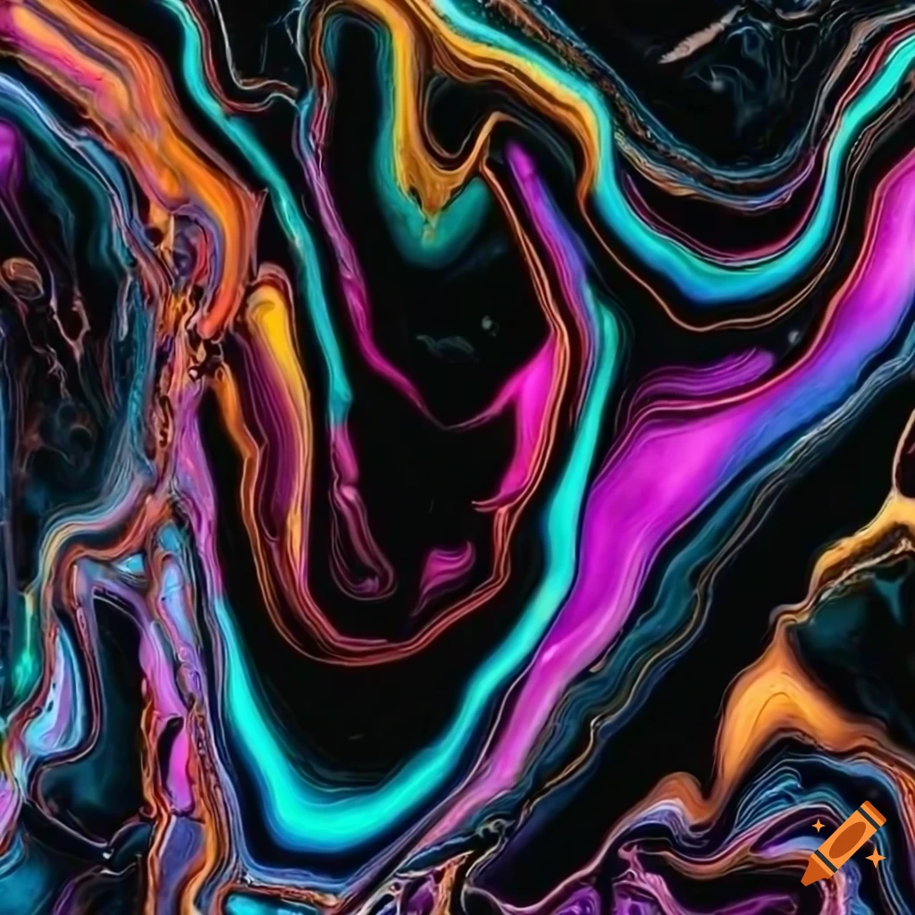 Black marble texture with colorful veins