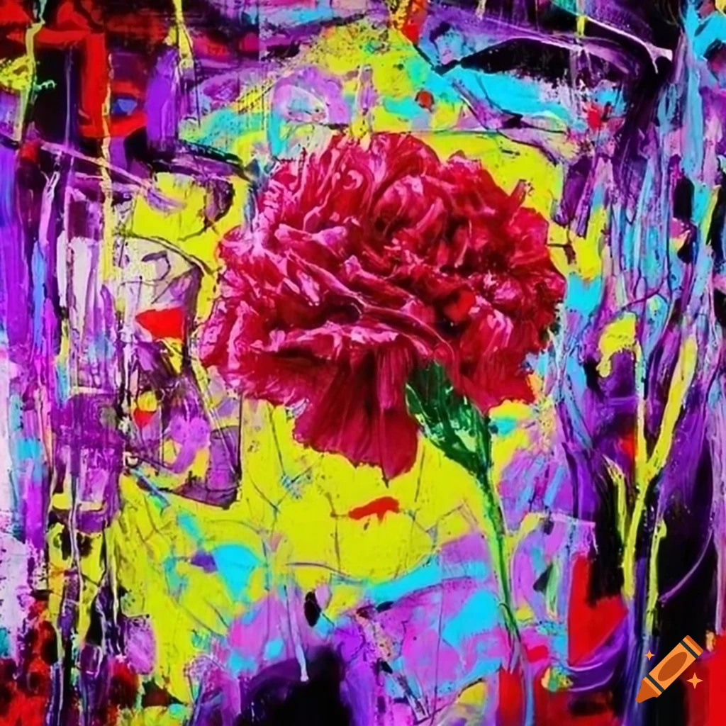 Abstract graffiti doodle of a carnation on textured background in expressionist style