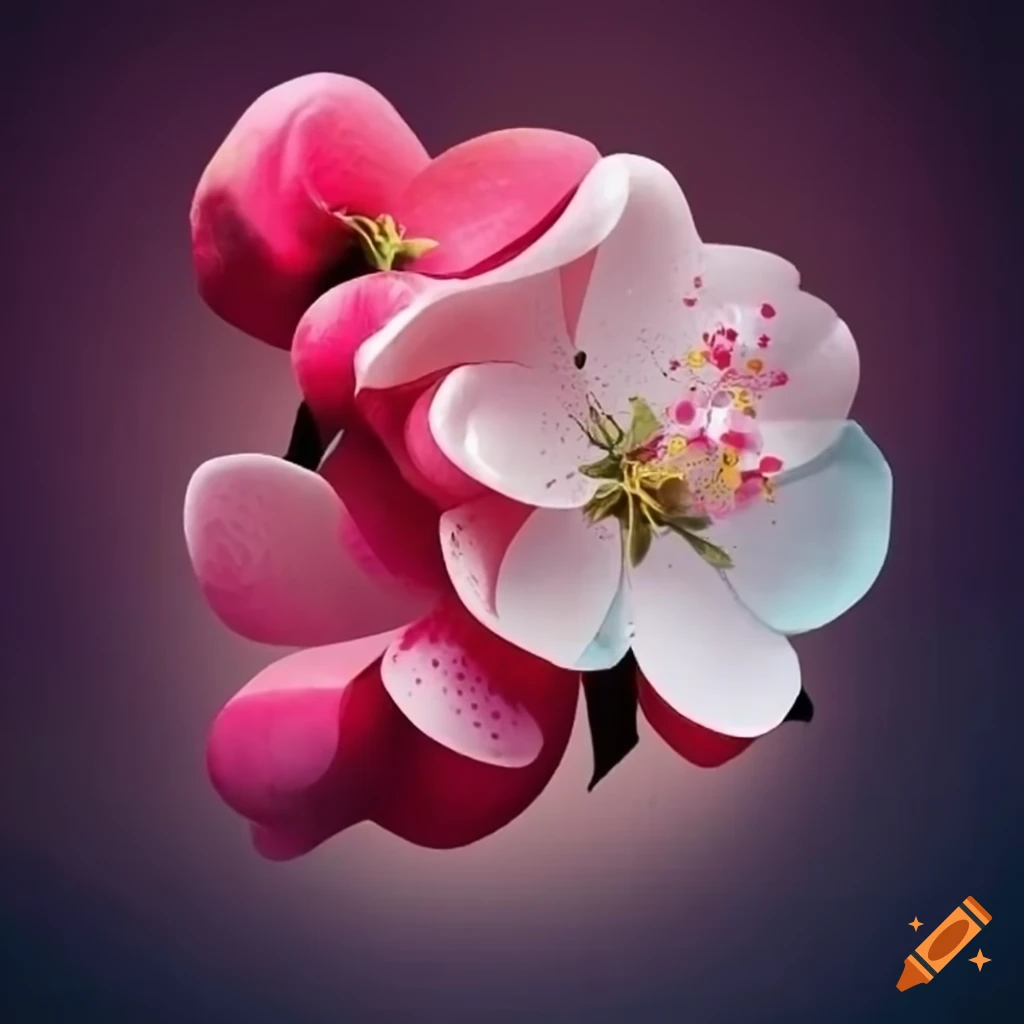 Bright and beautiful apple blossom pattern on a T-shirt