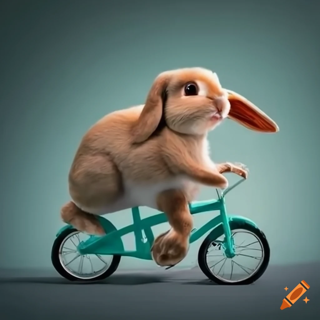 Cute rabbit riding a bike