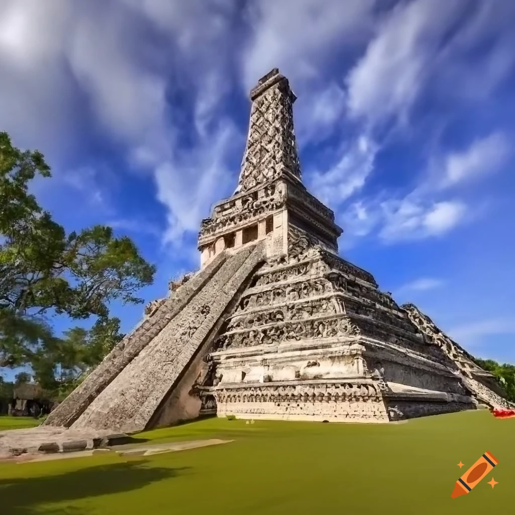 Abstract composition of Aztec and Mayan elements with a bloody theme
