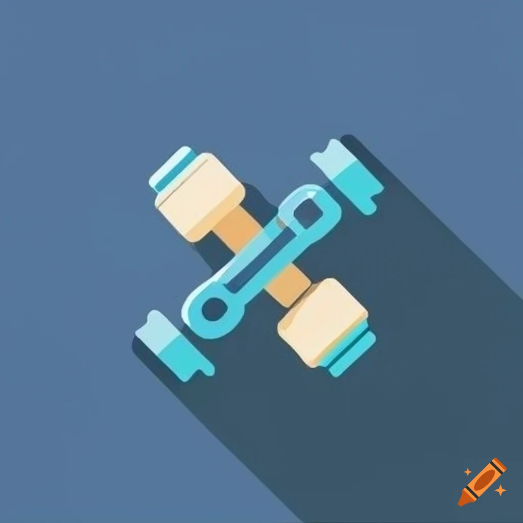 blue-flat-icon-of-a-bike-chain-link-with-a-dumbbell-for-training-app-on