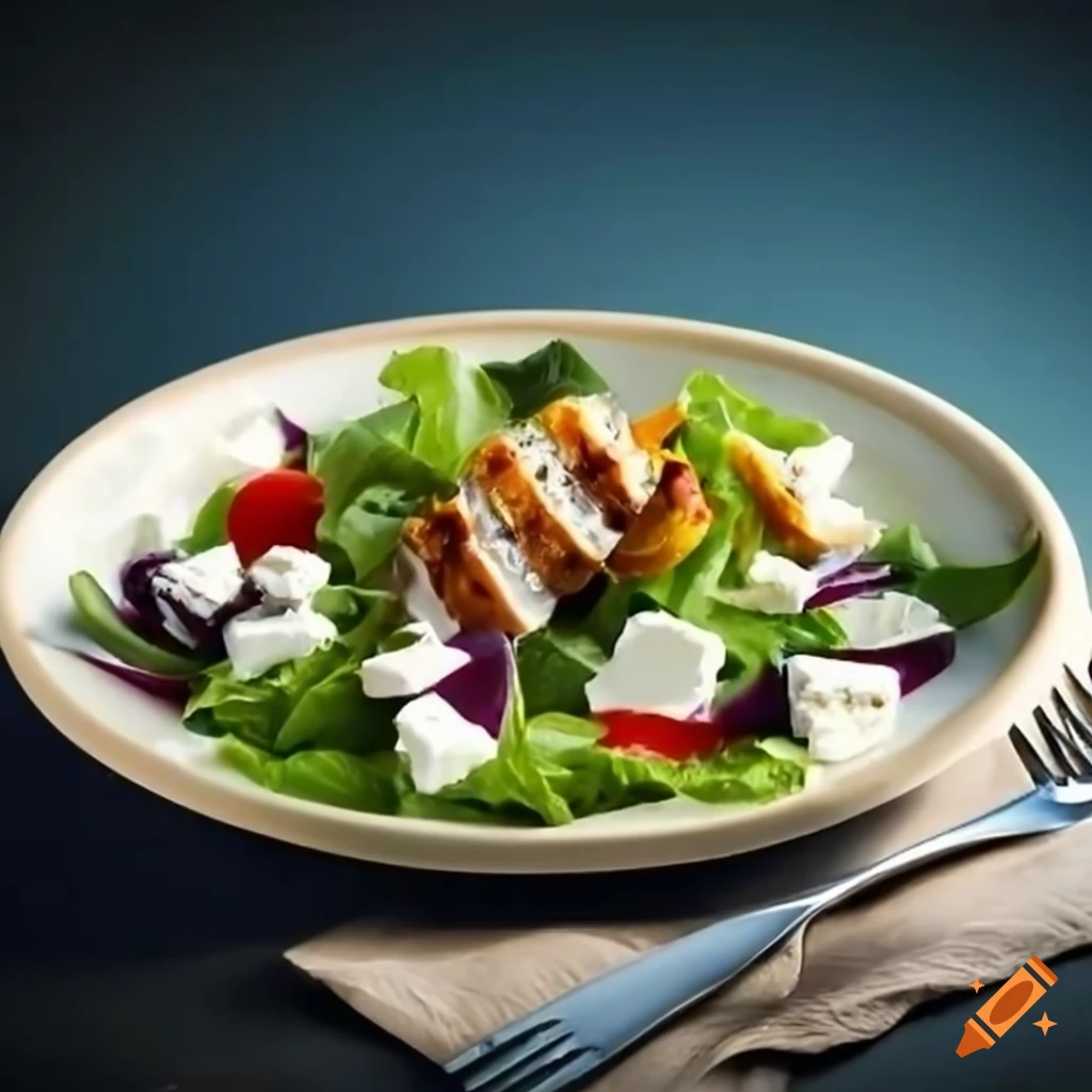 Salad with goat cheese and chicken
