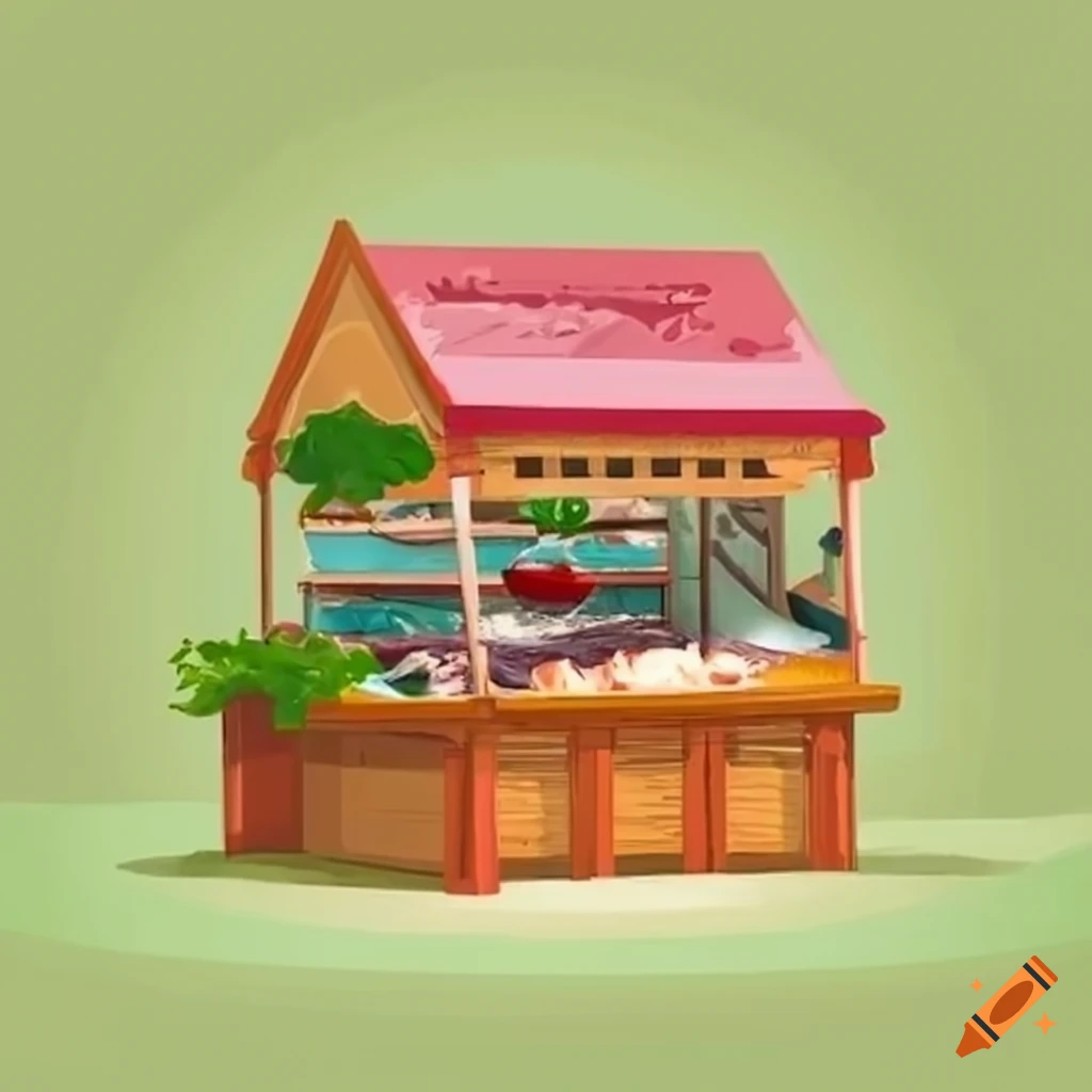 Fish shop displaying salads with fishmonger